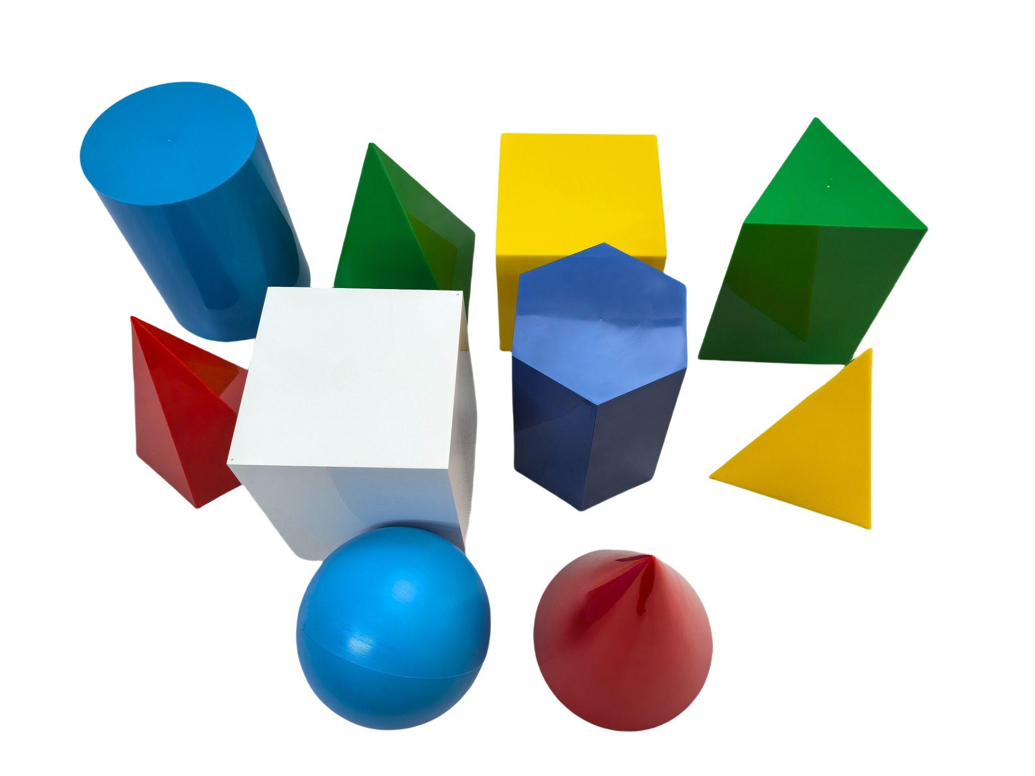 Set Model Geometri Plastik 10 Buah, Blok Padat Geometris, Set Bentuk Geometri