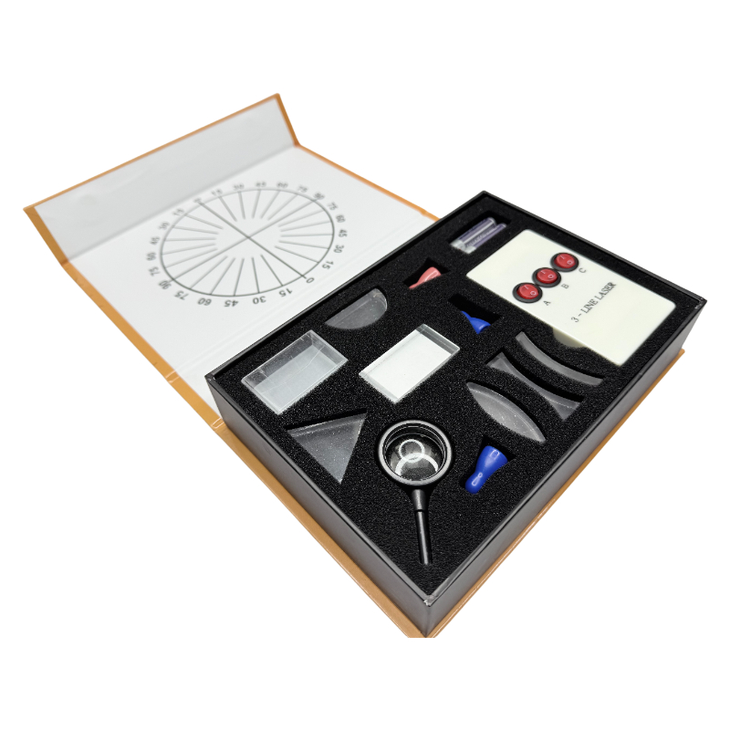 Kit optik fisik peralatan laboratorium prisma lensa cembung optik set kotak uji optik